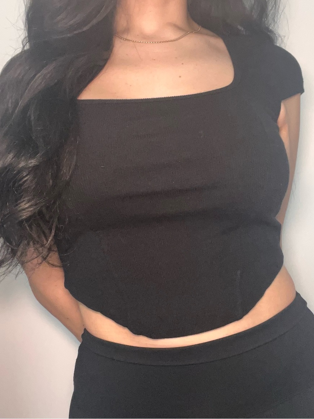 Cotton On Black Ribbed Scoop Neck Crop Top S